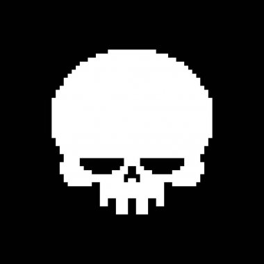 Kafatası piksel sanat. İskelet pixelated üzerinde beyaz ba izole başkanı