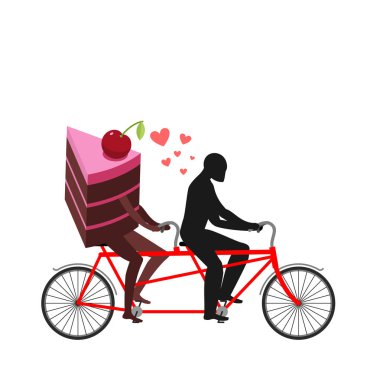 Kek sevgilisi. Adam ve çocuk oyuncağı tandem. Bisiklete binme severler.