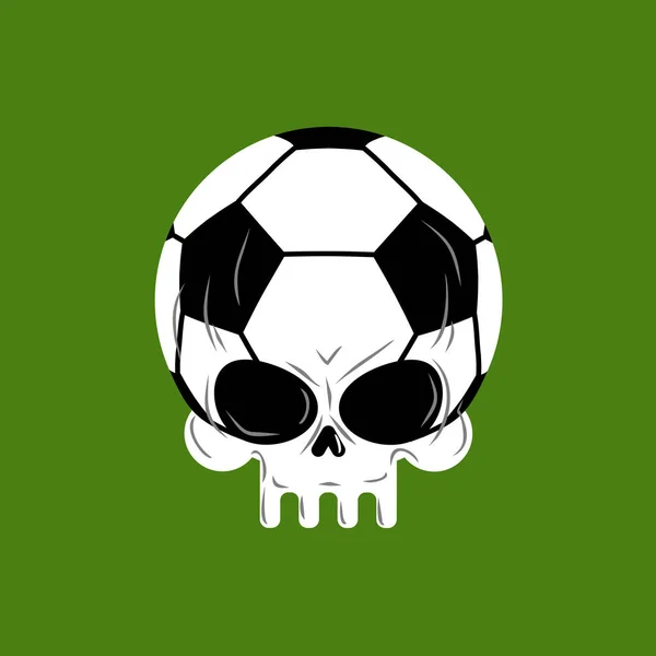 Pallone da calcio del cranio. Testa di scheletro di calcio. Emblema per gli appassionati di sport — Vettoriale Stock