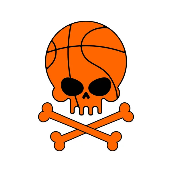 Basket crâne. Ball est la tête du squelette. Emblème pour le sport fa — Image vectorielle