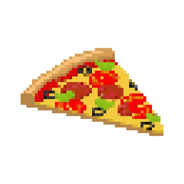 Sztuka pizzy. Kawałek pizzy jest pikselowany. Fast food izolowane — Wektor stockowy