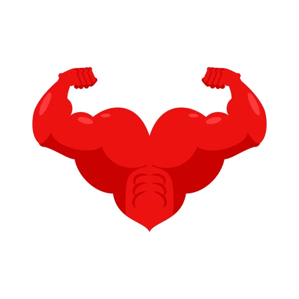 Сильное сердце и мускулистые руки. Мощный спортсмен любви . — стоковый вектор