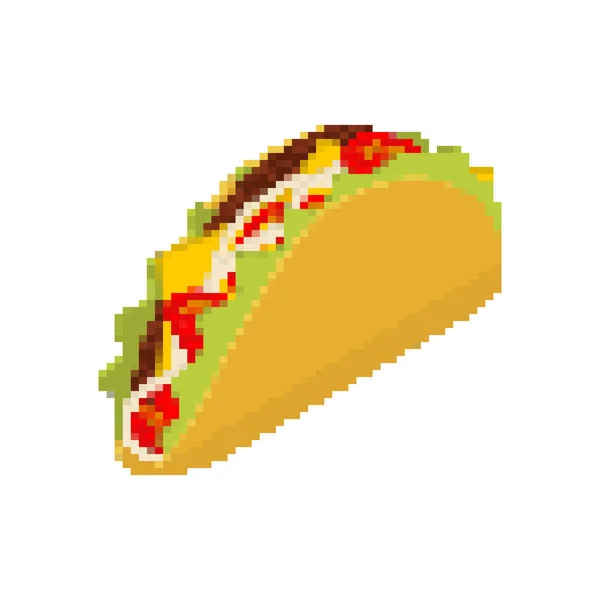 Taco pixelart. Taco's zijn korrelig. Mexicaans fastfood is isolat — Stockvector