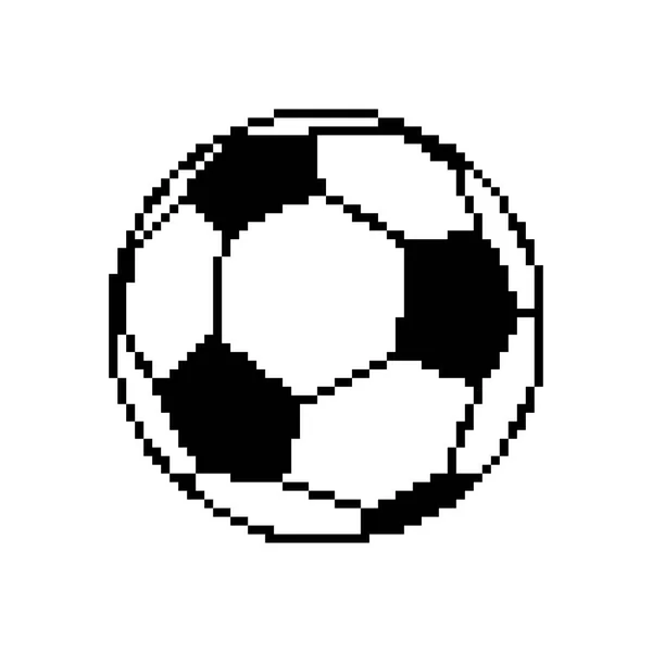 Pallone da calcio pixel art. Calcio pixelato isolato sul retro bianco — Vettoriale Stock