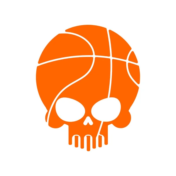 Totenkopf-Basketball. Ball ist Kopf des Skeletts. Emblem für den Sport — Stockvektor