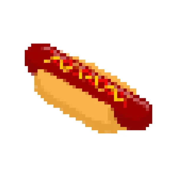 Hot dog pixel umění. Fastfood pixelated. Rychlé občerstvení, samostatný — Stockový vektor