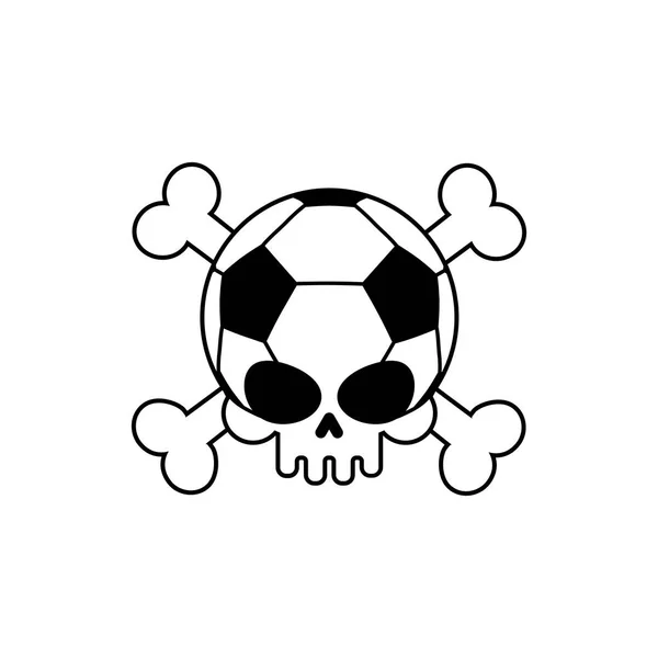 頭蓋骨のサッカー ボール。サッカー スケルトンの頭。スポーツのファンのための紋章 — ストックベクタ