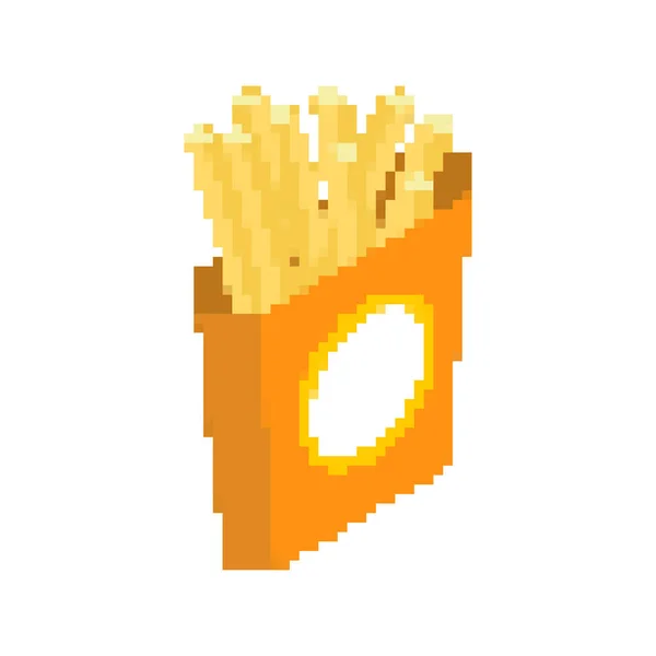 Franse frietjes pixelart. Fastfood korrelig. Fast-Food geïsoleerd — Stockvector