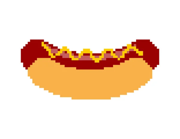 Arte de píxeles de perro caliente. Comida rápida pixelada. Comida rápida aislada — Vector de stock