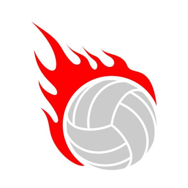 Voleybol ateş. Alev topu. Amblem oyun spor takım