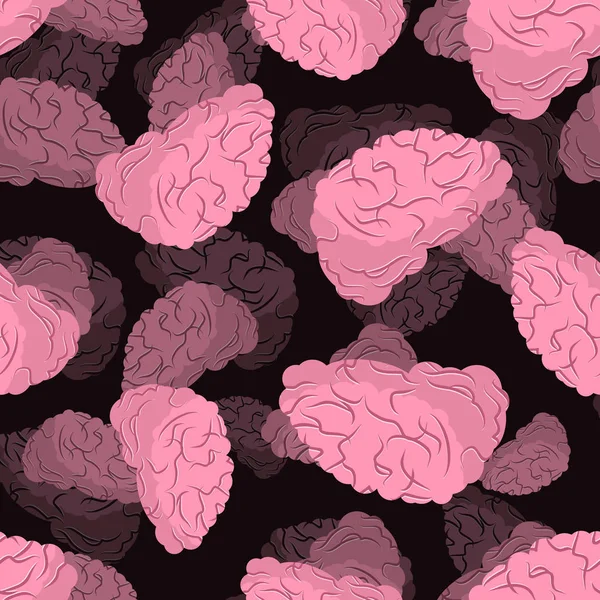 Schema senza soluzione di continuità cerebrale. Cervelli umani sfondo 3D . — Vettoriale Stock