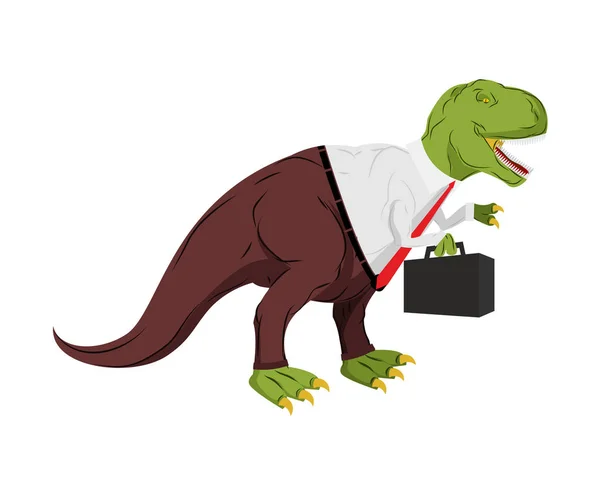 Tyrannosaurus hombre de negocios. Dino Boss. Jefe con caso es prehist — Vector de stock