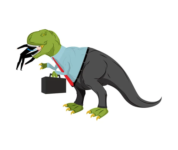 Bsinessman dinosaure mange concurrent. Dino Boss mange le gérant. Chi ! — Image vectorielle