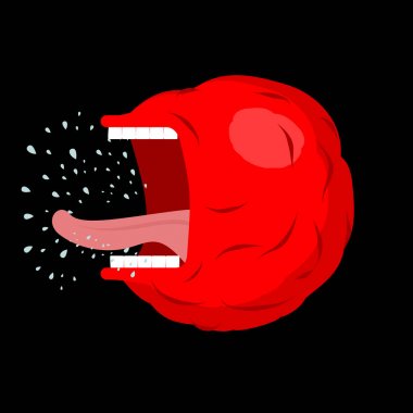 Kızgın Surat bağırır. Açık ağız ve diş. Deli Emoji. duyg