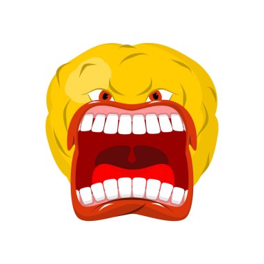İfade bağırır. Açık ağız ve diş. Deli Emoji. duygu yel