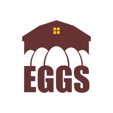 Tavuk çiftliği amblemi. Yumurta çiftliği Logo. Kümes hayvanları fabrika işareti. Yumurta p