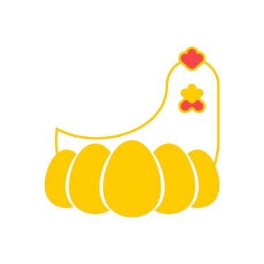 Tavuk mu yumurtadan çıkar logo yumurta üretim için. Tavuk çiftliği amblemi. P