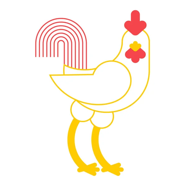 Gallo blanco. polla aislada. Granja pájaro sobre fondo blanco — Vector de stock