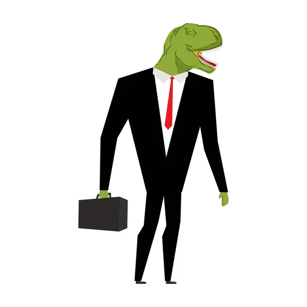 Tyrannosaurus zakenman. Dinosaur is baas. Dino manager. Pak — Stockvector