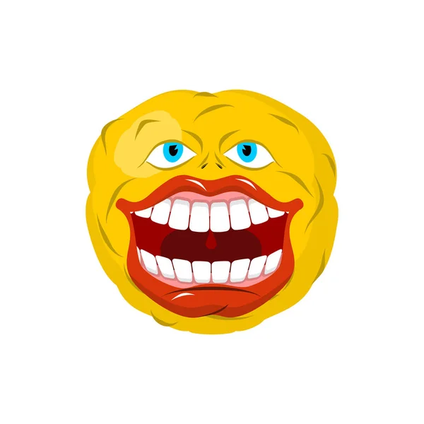 Smiling emoticon. Crazy Emoji. happy is an emotion. Yellow ball — Stock Vector