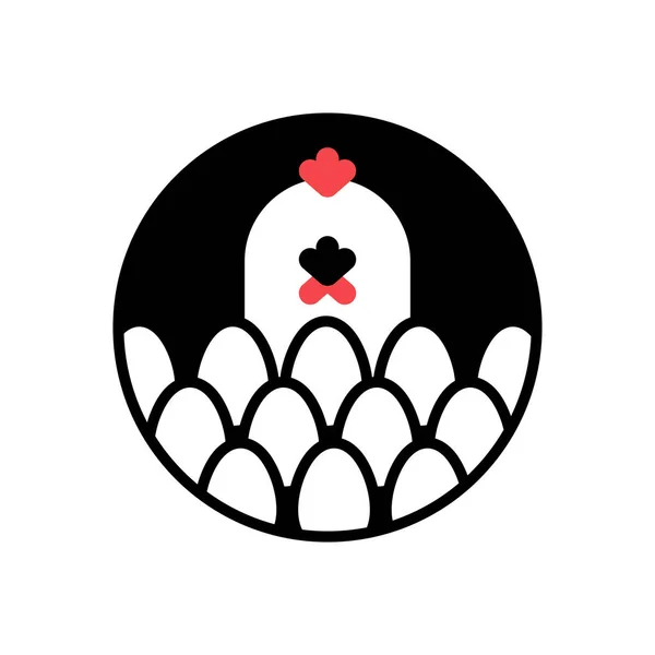 Huhn und Ei-Logo für die Eierproduktion. Das Emblem der Hühnerfarm. p — Stockvektor