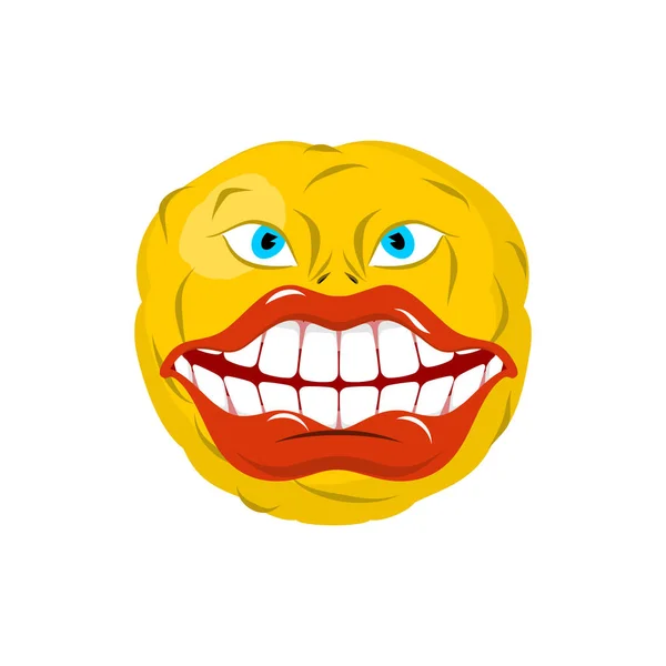 Emoticon sorridente. Pazzo Emoji. felice è un'emozione. Palla gialla — Vettoriale Stock