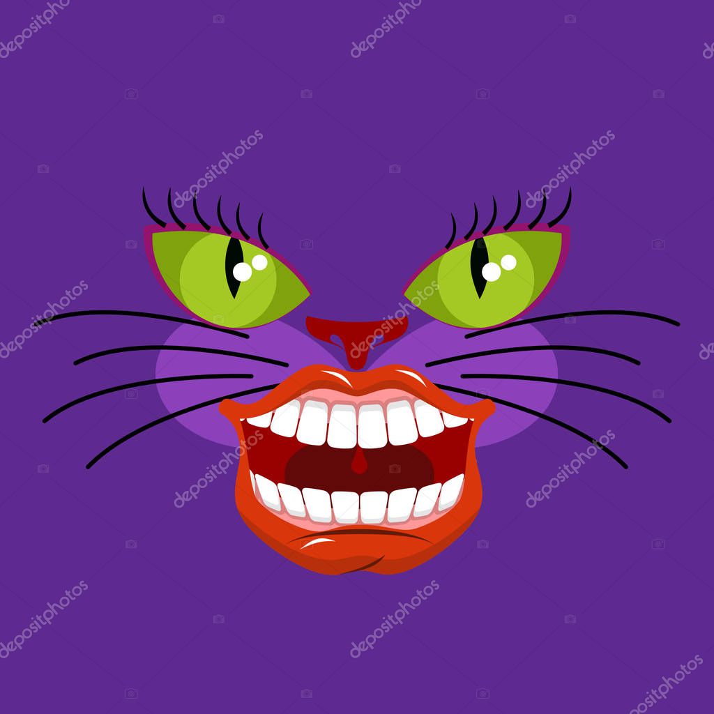 El gato de Cheshire es un animal de Alice in Wonderland. Amplia sonrisa .  Vector de stock por ©MaryValery 149737958, image size:1024x1024