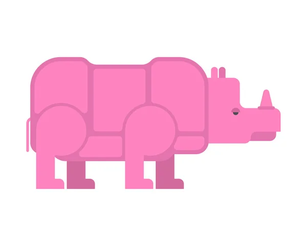 Roze neushoorn geïsoleerd. Unieke verdwijnende dier. Fantastische bea — Stockvector