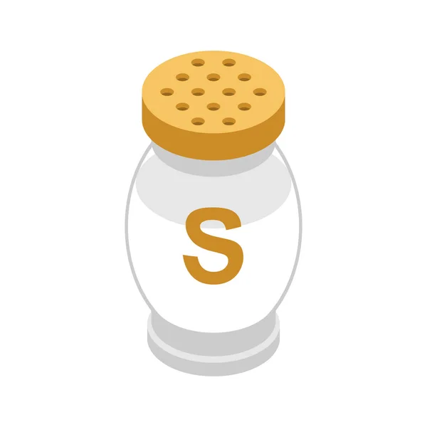 Αλάτι σε γυάλινο μπουκάλι. Καρύκευμα σε λευκό φόντο — Διανυσματικό Αρχείο