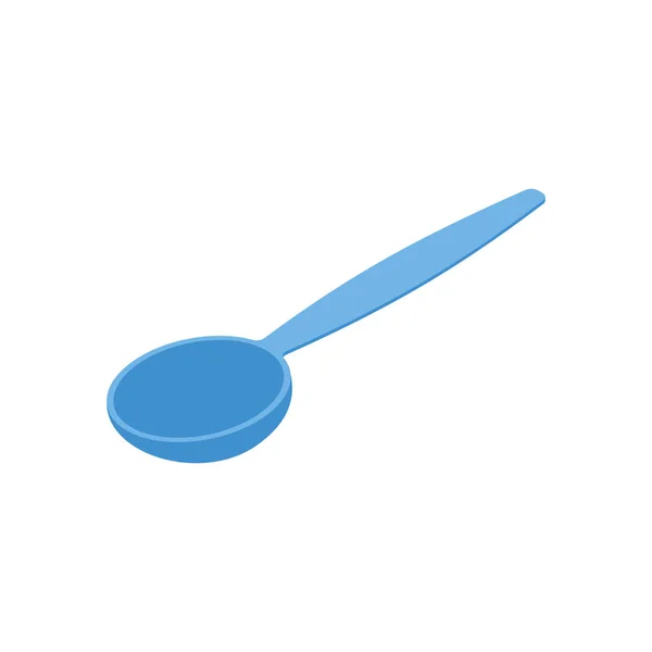 Isometría aislada de Blue Spoon. Cubertería sobre fondo blanco — Vector de stock