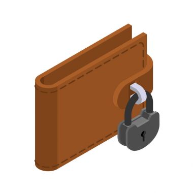 Para korunmaktadır. M-cüzdan ve asma kilit. İnci önlemek için kilit çanta