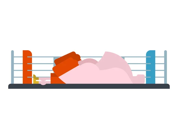 K.o.-Boxer im Ring. Verlierer ist der Athlet. Kämpfer besiegt Isola — Stockvektor