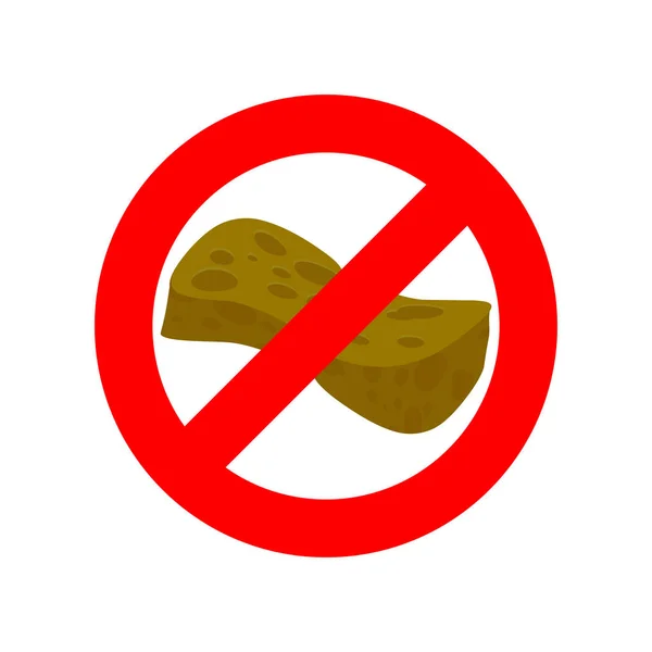 Detén la vieja esponja. Está prohibido usar esponja para lavar. Rojo. — Vector de stock