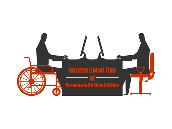 障害者の国際デー。仕事で無効になっています。 — ストックベクタ