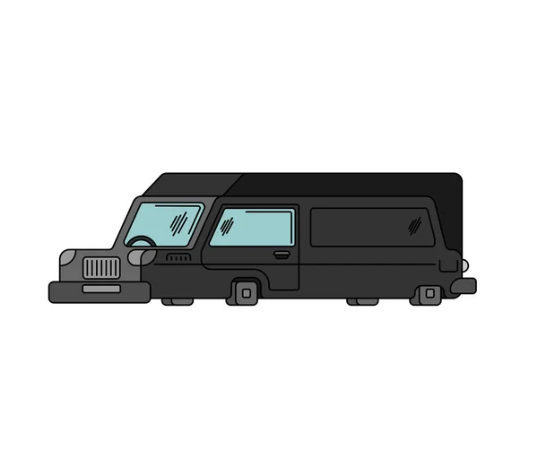 Hearse contour style isolated. Carriage of corpses for cemetery. — Stock Vector