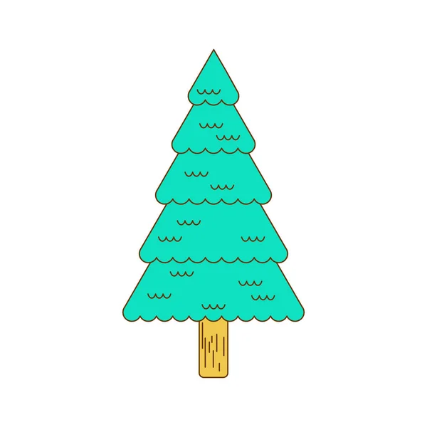 Weihnachtsbaum Kontur Stil. Tannenlinienstil. Fichte isoliert — Stockvektor