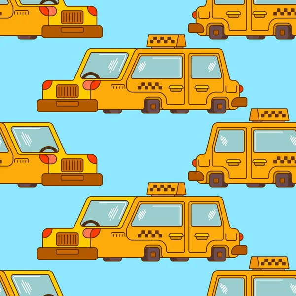 Patrón de taxi. Coche amarillo Transporte de personas antecedentes — Vector de stock