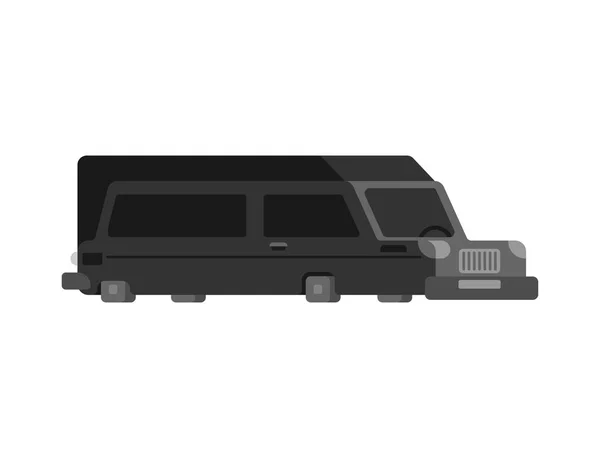 Hearse estilo plano isolado. Transporte de cadáveres para o cemitério. Bl — Vetor de Stock