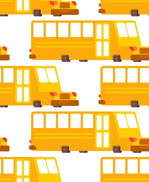 Patrón de autobús escolar. Autobús amarillo para el transporte de niños — Vector de stock