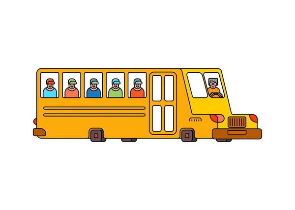 Style de contour de bus scolaire isolé. Bus jaune pour le transport — Image vectorielle