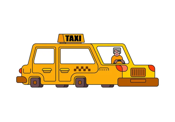 Ταξί απομονωμένες στυλ διάρθρωσης. Κίτρινο αυτοκινήτου μεταφοράς ατόμων — Διανυσματικό Αρχείο