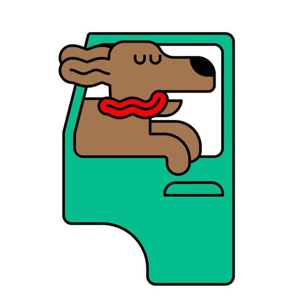 Perro de la ventana del coche. mascota para montar en auto. Viajar es un animal — Archivo Imágenes Vectoriales