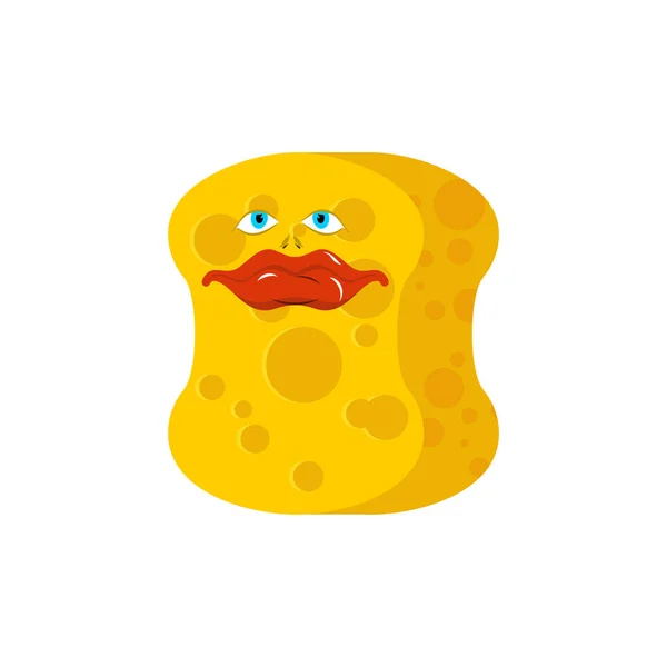 Dobra gąbka emoji. Emocji szczęśliwy żółty avatar gąbka dla czystej — Wektor stockowy