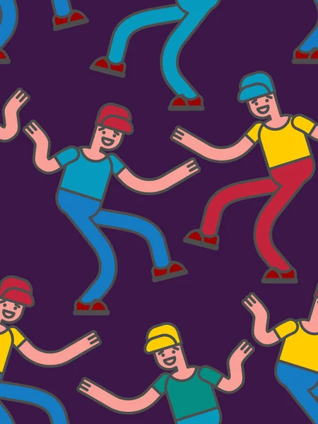 Patrón sin costuras de baile callejero. Guy bailando fondo — Vector de stock