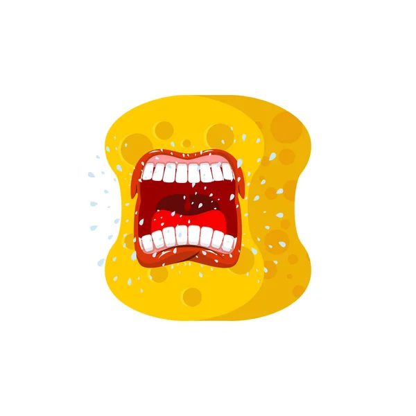 Emoji de esponja gritar. Emociones gritan esponja avatar amarillo para el círculo — Archivo Imágenes Vectoriales