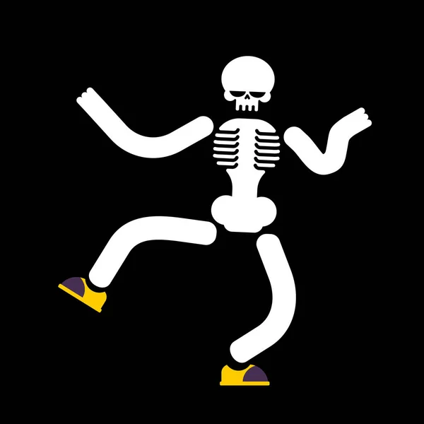 Dancing skeleton isolated. Skull dances street dances — Stock Vector