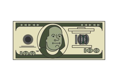100 Doları doğrusal doğrusal tarzı. ABD para. Amerikan Doları