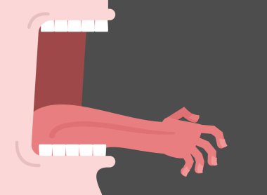 Açık ağız ve dil el parmakları ile