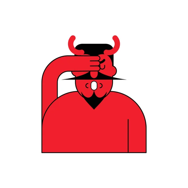 Diablo rojo OMG. Dios mío, Satán. demonio asustado — Archivo Imágenes Vectoriales