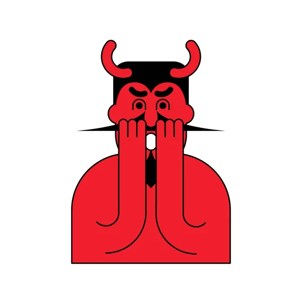 Diabo vermelho OMG. Meu Deus, Satanás. demónio assustado — Vetor de Stock